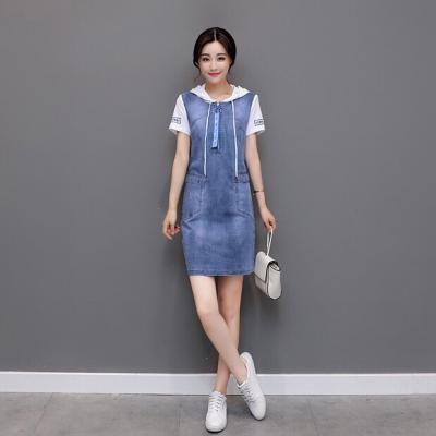 ĐẦM JEAN SUÔNG CÓ NÓN PHỐI TAY - NJ235